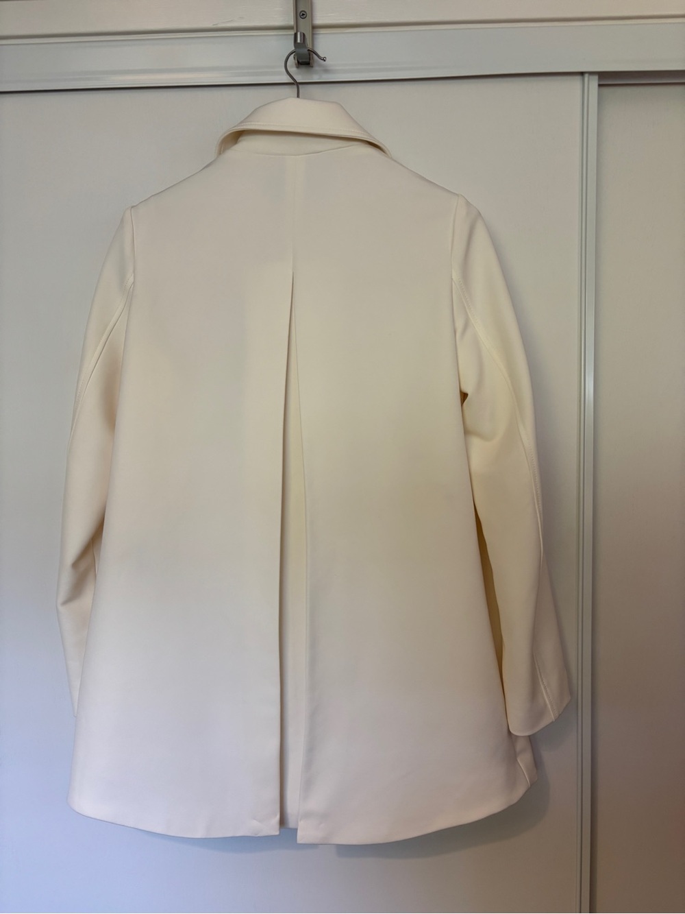 Minimalist Scandi Coat Size Large A-Line Cream White Sophisticated Office Guest - Picture 3 of 13